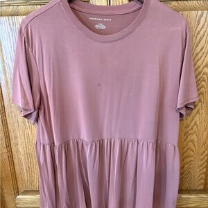 American Eagle Outfitters Pink Peplum Short Sleeve Top